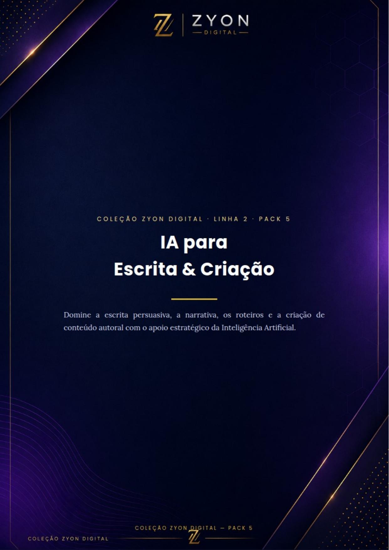 Capa do material IA para Escrita & Criação da Zyon Digital